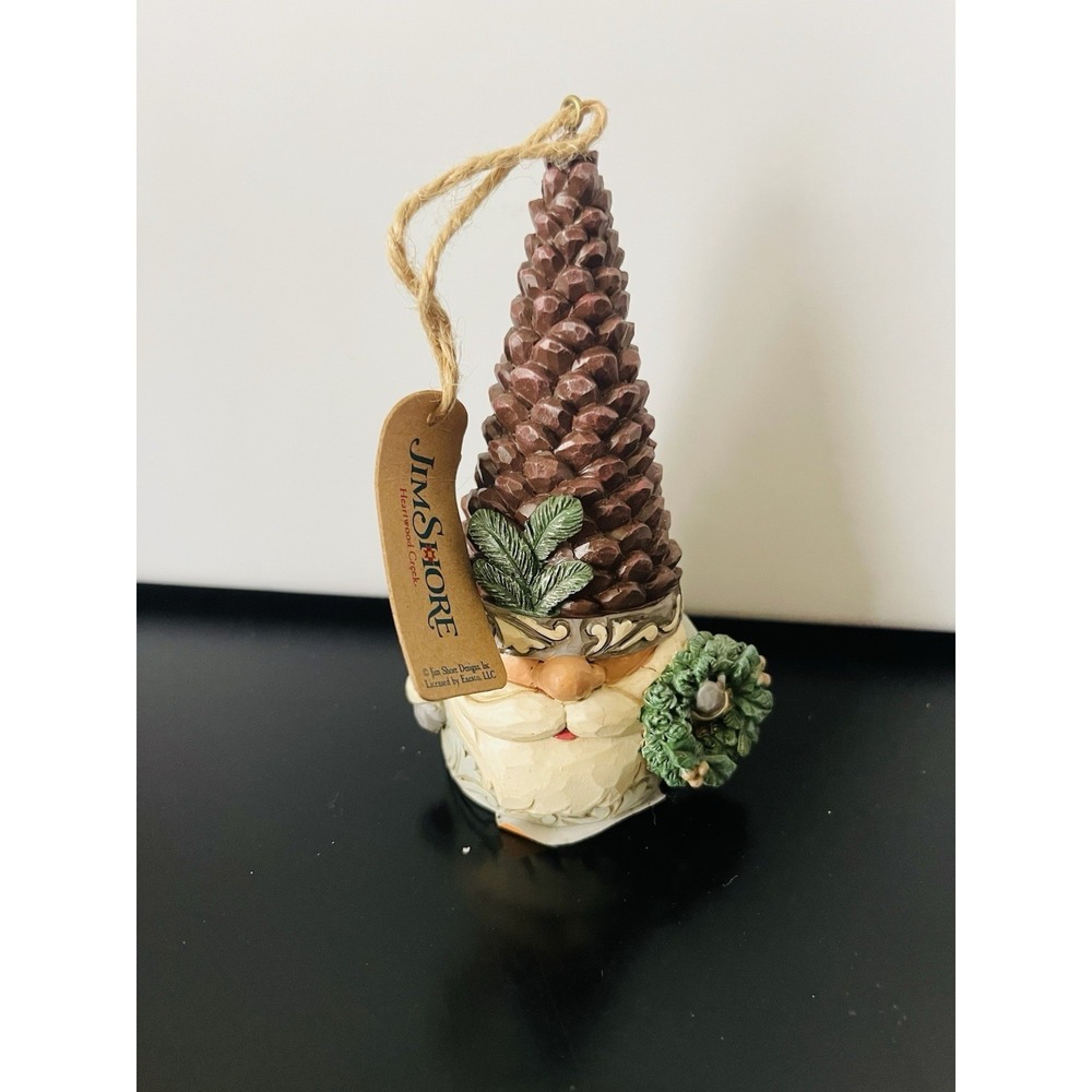 Jim Shore HWC White Woodland Gnome Pinecone Ornament – 6012689